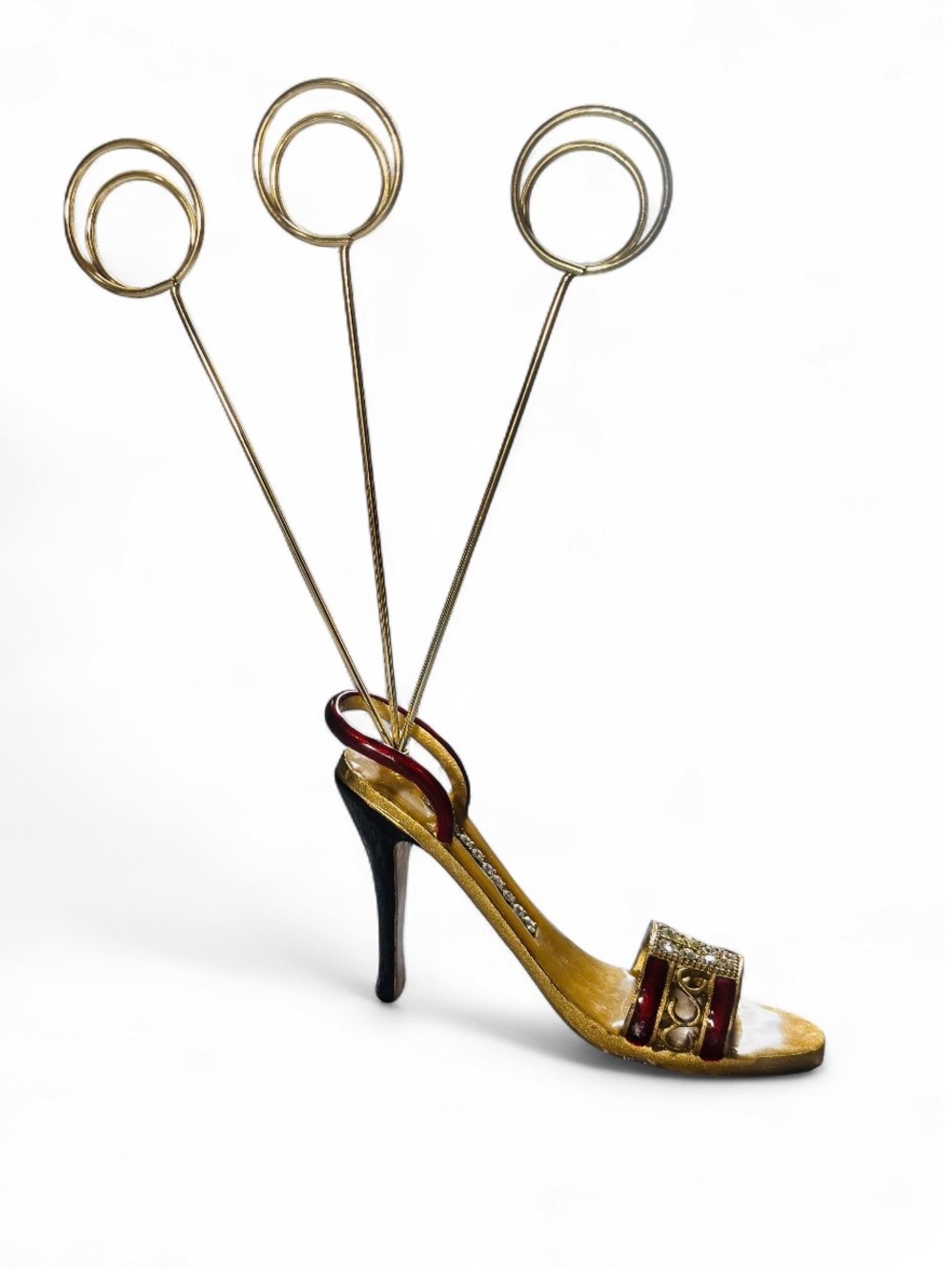 Gold and Red High Heel Card Holder Accent
